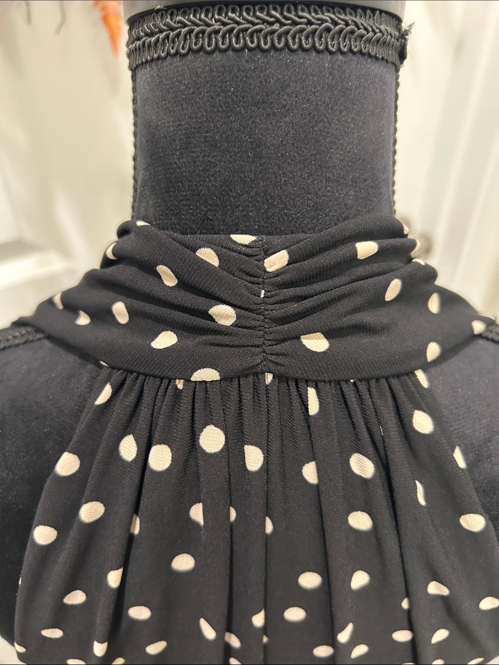 Black With Cream Polka Dot Halter Midi Dress Size 6 by Van Picone - Picture 10 of 12